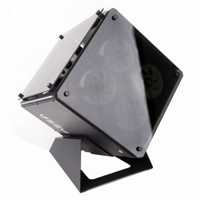 AZZA Innovative Tempered Glass ARGB CUBE 802F with RF Remote – Black