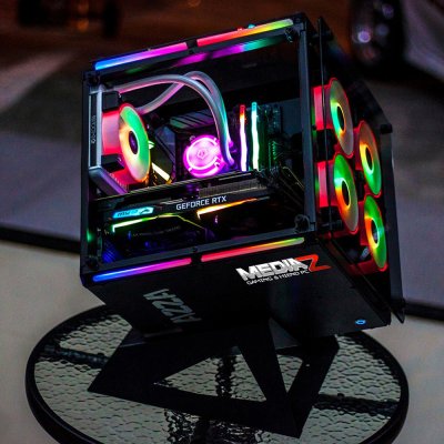 AZZA Innovative Tempered Glass ARGB CUBE 802F with RF Remote – Black