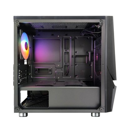 AZZA Micro ATX Mid Tower Tempered Glass Gaming Case  LUMINOUS 110F with VF1299 12cm Rainbow RGB Fan x 1  – Black