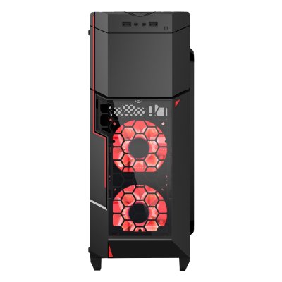 AZZA ATX Mid Tower Tempered Glass Gaming Case CRIMSON 211G – Black