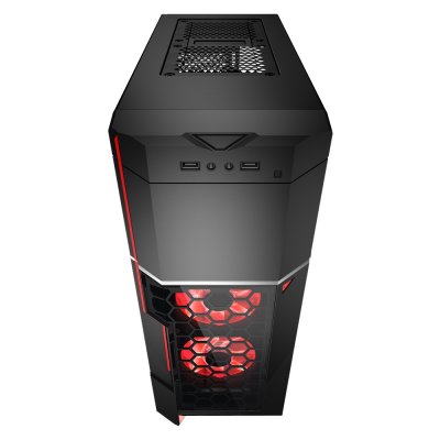 AZZA ATX Mid Tower Tempered Glass Gaming Case CRIMSON 211G – Black