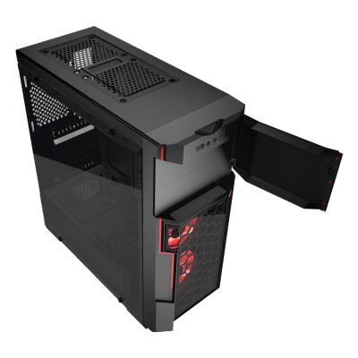 AZZA ATX Mid Tower Tempered Glass Gaming Case CRIMSON 211G – Black