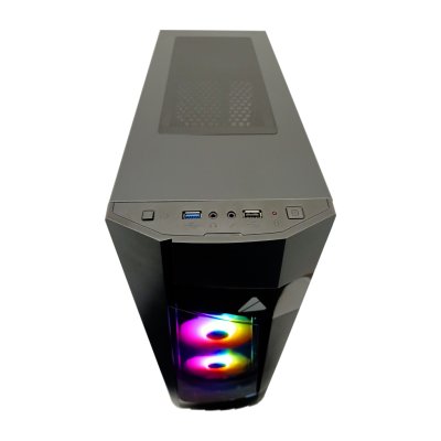 AZZA ATX Mid Tower Tempered Glass RGB Gaming Case BLAZE 231G  with VF1299 12cm Rainbow RGB Fan x 2  – Black