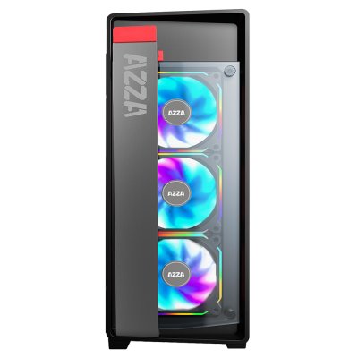 AZZA ATX Mid Tower Tempered Glass ARGB Gaming Case OBSIDIAN 270 with RF Remote - Black