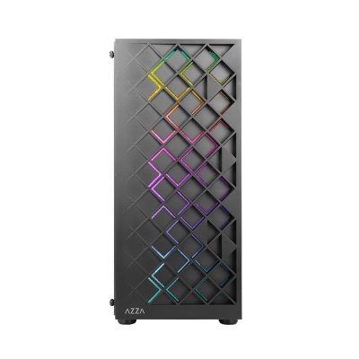 AZZA ATX Mid Tower Tempered Glass ARGB Gaming Case SPECTRA 280B - Black with 12cm ARGB Fan x 4 – Black