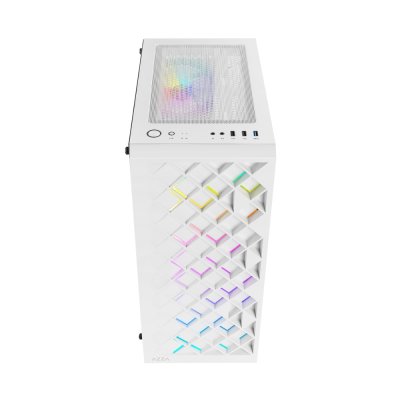 AZZA ATX Mid Tower Tempered Glass ARGB Gaming Case  SPECTRA 280W with 12cm ARGB Fan x 4 – White