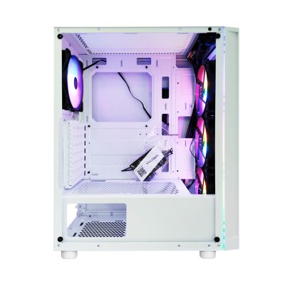 AZZA ATX Mid Tower Tempered Glass ARGB Gaming Case  SPECTRA 280W with 12cm ARGB Fan x 4 – White