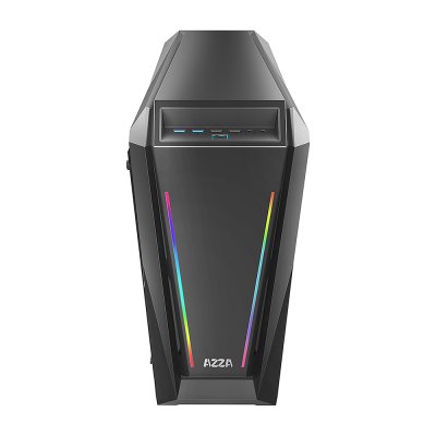 AZZA ATX Mid Tower Tempered Glass ARGB Gaming Case  CHROMA 410A with RF Remote – Black