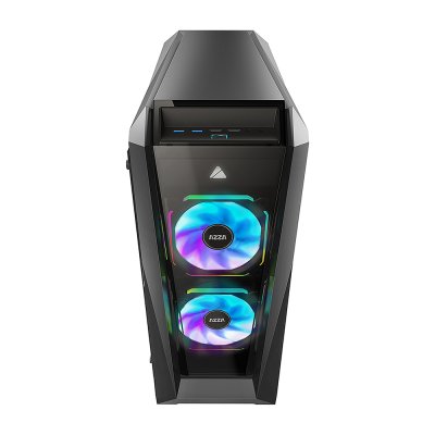 AZZA ATX Mid Tower Tempered Glass ARGB Gaming Case  CHROMA 410B with RF Remote – Black