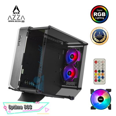 AZZA Innovative Tempered Glass ARGB Computer Case OPTIMA 803 with RF Remote – Black