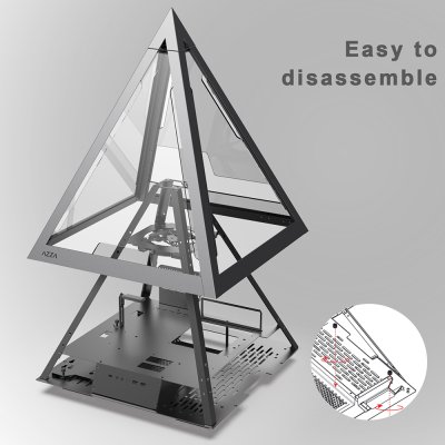 AZZA Innovative Tempered Glass ARGB Computer Case PYRAMID 804L with 12cm ARGB Fan x 1 – Black