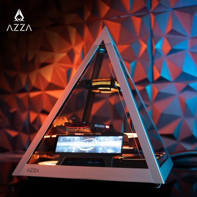 AZZA Innovative Tempered Glass ARGB Computer Case PYRAMID 804L with 12cm ARGB Fan x 1 – Black