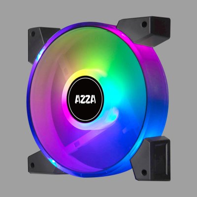AZZA Dual Ring ARGB 120mm PWM PC Case Fan HURRICANE II with RF Remote – Black (Pack4+1)