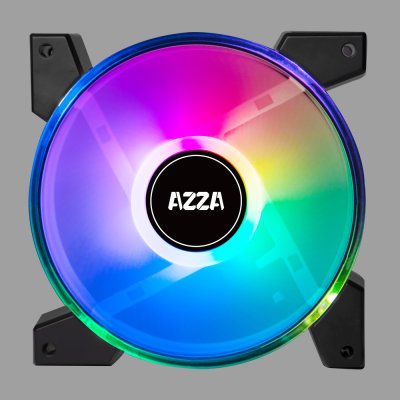 AZZA Dual Ring ARGB 120mm PWM PC Case Fan HURRICANE II with RF Remote – Black (Pack4+1)