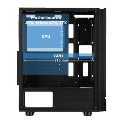 VENUZ Acrylic Side ATX Computer Case VC 3301AF with VF1299 12cm Rainbow RGB Fan x 3 – Black