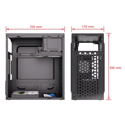 VENUZ micro ATX Computer Case VC 1706 – Black