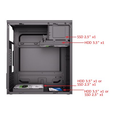 VENUZ micro ATX Computer Case VC 1701 – Black