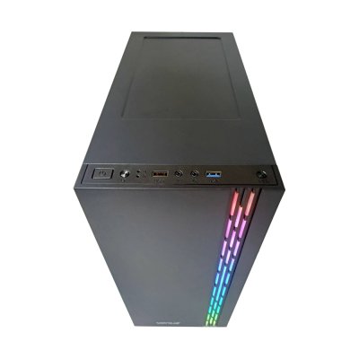 VENUZ Acrylic Side ATX Computer Case VC 1918A with RGB LED Strip & VF1299 12cm Rainbow RGB Fan x 1 – Black