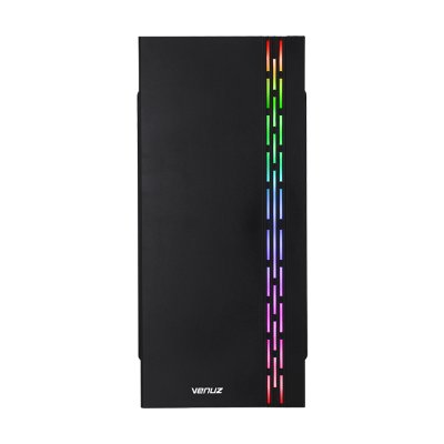VENUZ ATX Computer Case VC 1918 with RGB LED Strip – Black