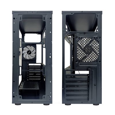VENUZ Acrylic Side ATX Computer Case VC 1918A with RGB LED Strip & VF1299 12cm Rainbow RGB Fan x 1 – Black