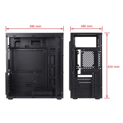 VENUZ Acrylic Side ATX Computer Case VC 1921A with VF1299 12cm Rainbow RGB Fan x 3 – Black