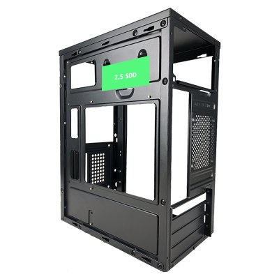 VENUZ micro ATX Computer Case VC 2601 with RGB LED Strip - Black
