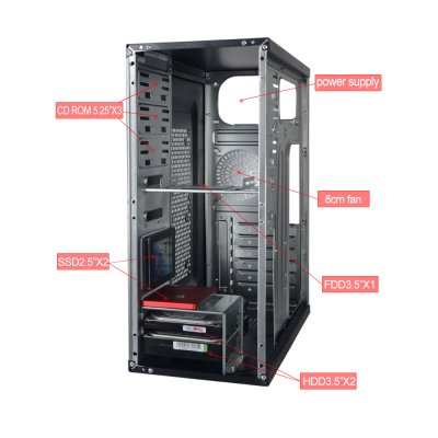 VENUZ ATX Computer Case VC301 – Black