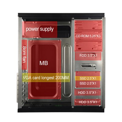 VENUZ ATX Computer Case VC301 – Black