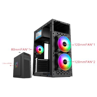 VENUZ ATX Computer Case VC 3104 – Black