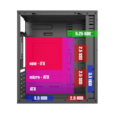 VENUZ ATX Computer Case VC 3233 - Black