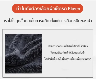 Ekeen SmartWipe รุ่นอัพเกรดใหม่ปี25 ผ้าเช็ดรถอัจฉริยะ เช็ดครั้งเดียวสะอาดหมดจด ซับน้ำเร็วกว่า 2 เท่า