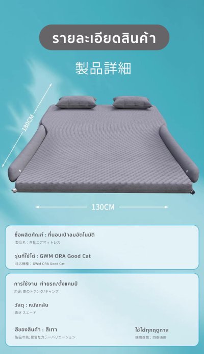 [Pre-order 14 วัน] The Camp สำหรับ GWM ORA Good Cat โดยเฉพาะ ที่นอนเป่าลมอัตโนมัติ เตียงรถยนต์ สำหรับทริปเดินทางไกล
