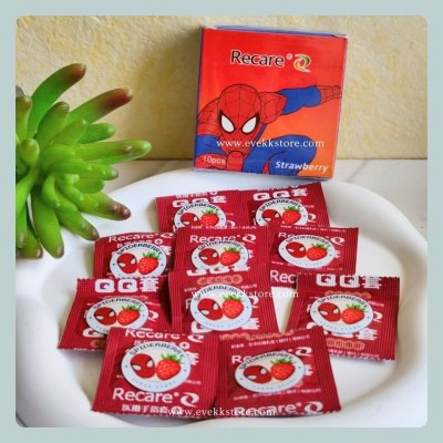 ถุงยางนิ้วรุ่นสไปเดอร์ กลิ่นสตรอเบอร์รี่ (Spider Strawberry) *รุ่นทดลอง* 1 ชิ้น