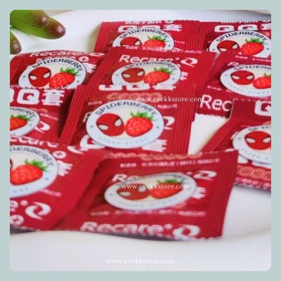 ถุงยางนิ้วรุ่นสไปเดอร์ กลิ่นสตรอเบอร์รี่ (Spider Strawberry) *รุ่นทดลอง* 1 ชิ้น