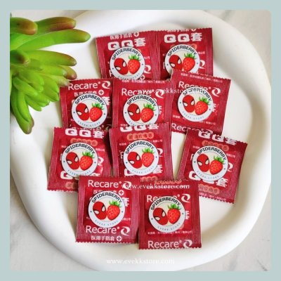 ถุงยางนิ้วรุ่นสไปเดอร์ กลิ่นสตรอเบอร์รี่ (Spider Strawberry) *รุ่นทดลอง* 1 ชิ้น