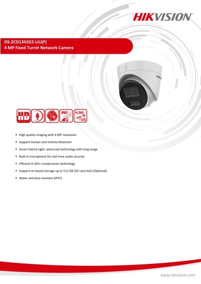 Hikvision DS-2CD1343G2-LIU 2.8mm 4MP IP Camera กล้องวงจรปิด