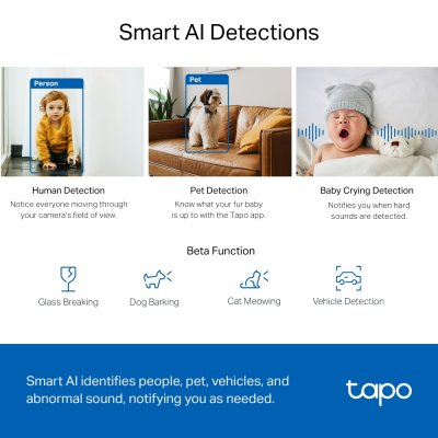 TP-Link Tapo C220 2K Pan/Tilt AI Home Security Wi-Fi Camera มี Smart AI แยกได้ทั้งคน สัตว์ พาหนะ
