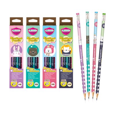ยกแพ็ค 12 กล่อง Masterart ดินสอดำแฟนซี Blacklead Pencil HB No.2 Cute Animals + กบเหลา 1 กล่อง 12 แท่ง