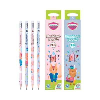 Masterart ดินสอดำแฟนซี Blacklead Pencil 2B No.2 Fox&Bear + กบเหลา 1 กล่อง 12 แท่ง