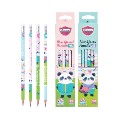 ยกแพ็ค 12 กล่อง Masterart ดินสอดำแฟนซี Blacklead Pencil HB No.4 Panda + กบเหลา 1 กล่อง 12 แท่ง