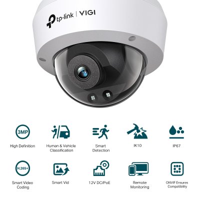 TP-Link VIGI C230I 3mp 2.8mm Mic IR Dome Outdoor Network Camera กล้องวงจรปิด