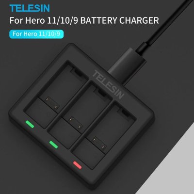 Telesin GoPro Charger Battery 3 Channel For GoPro 13 12 11 10 9 แท่นชาร์จ 3 ช่อง โกโปร