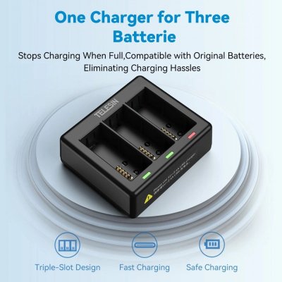 Telesin GoPro Charger Battery 3 Channel For GoPro 13 12 11 10 9 แท่นชาร์จ 3 ช่อง โกโปร