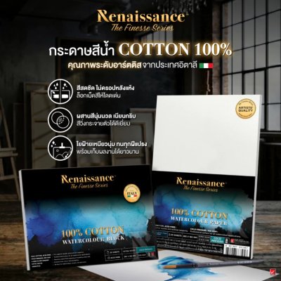 Renaissance The Finesse Serier Watercolour Block 100% Cotton 300 แกรม จำนวน 20 แผ่น