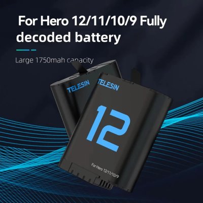 Telesin Rechargeable Lithium - Ion Battery For Hero 12,11,10,9 อุปกรณ์เสริมโกโปร แบตโกโปร