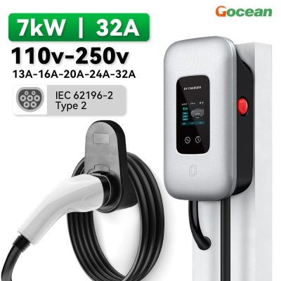 Gocean L6 Pro EV Charging Station WiFi 1Phase 7Kw 32A With 5M Cable Type 2 ที่ชาร์จรถไฟฟ้าพกพา