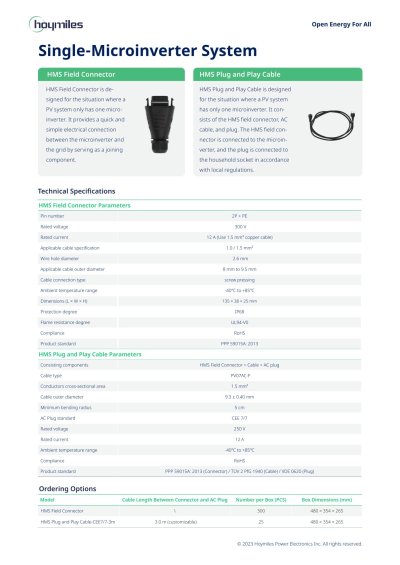 Hoymiles Multi Microinverter System อุปกรณ์เสริมสำหรับไมโครอินเวอร์เตอร์