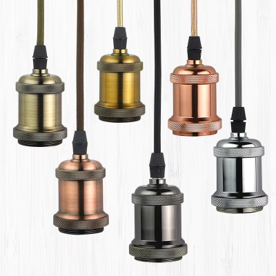 Alva Lampholders Vintage ขั้วห้อยหลอดไฟ E27 วินเทจ สายยาว 1 ม. สีดำมุก