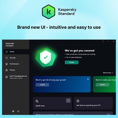 Kaspersky Standard โปรแกรมป้องกันไวรัส 3 Devices 1 Year สำหรับ PC Mac and Mobile