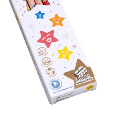Masterart ดินสอดำแฟนซี Blacklead Pencil 2B No.6 Star + กบเหลา 1 กล่อง 12 แท่ง